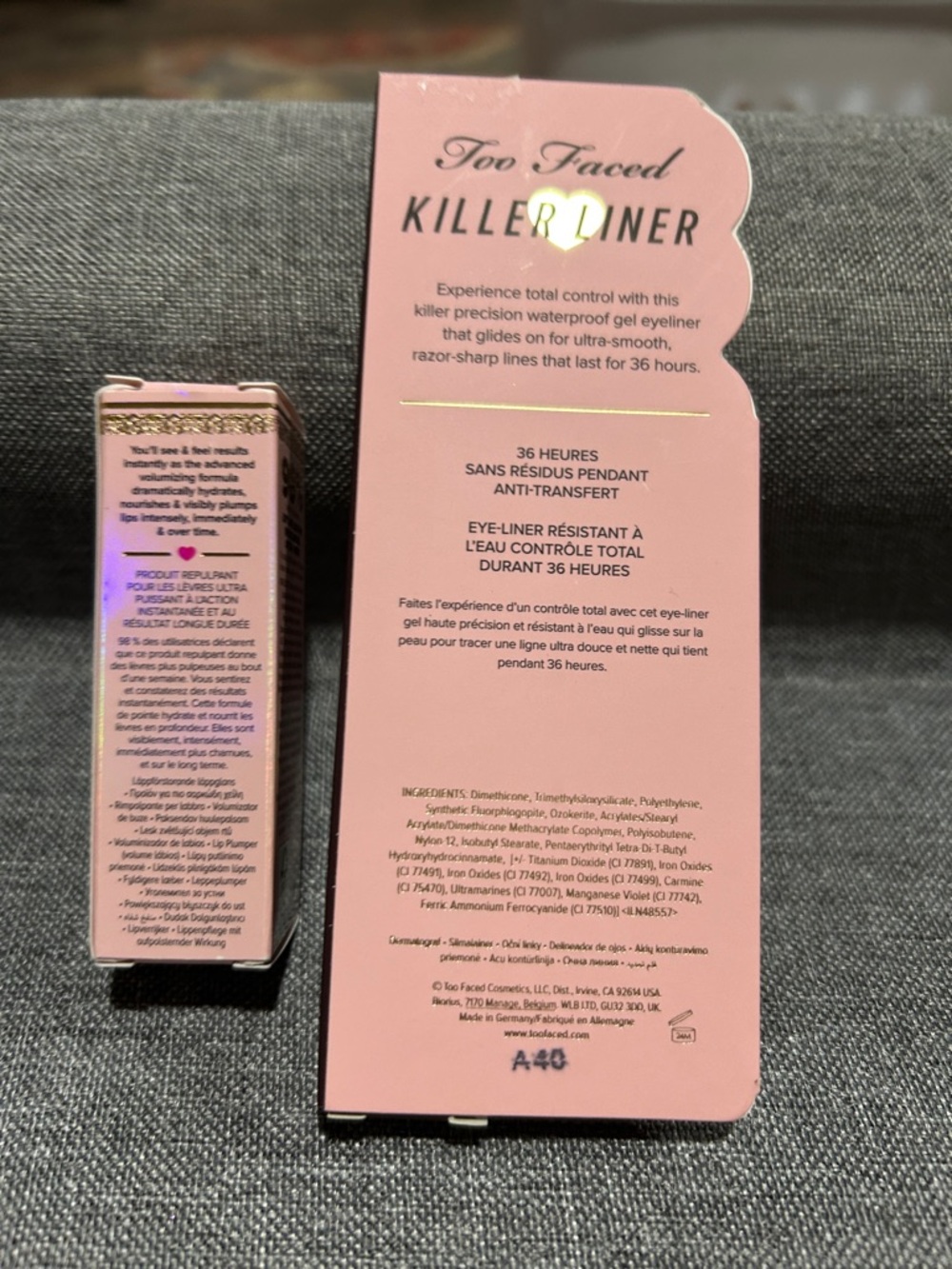Too Faced Pink and Brown KILLER Liner with Pink Lip Injection Plump Duo - Picture 2 of 3